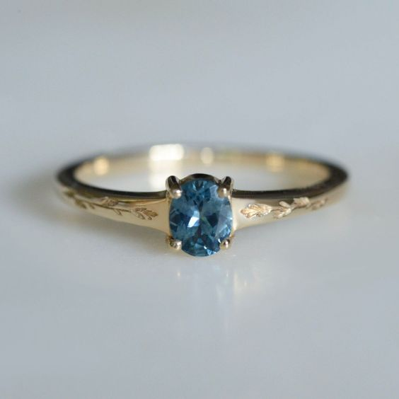 Vintage Blue Crystal Gold Ring