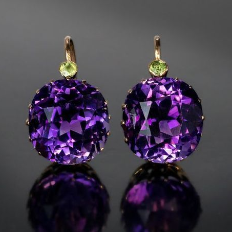 Vintage Purple Rounded Zirconia Earrings