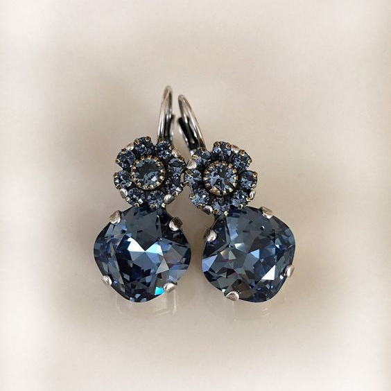 Vintage Blue Floral Glass Earrings