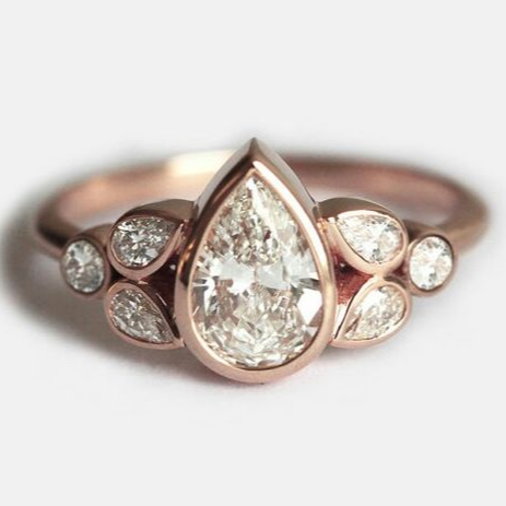 Vintage Rose Zirconia Drop Ring