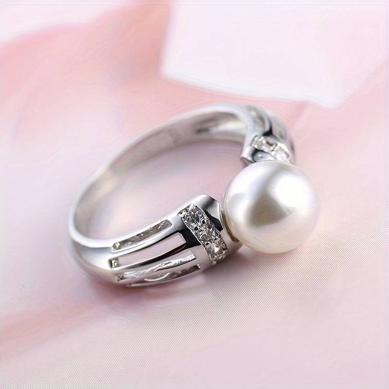 Vintage Silver Pearl Ring