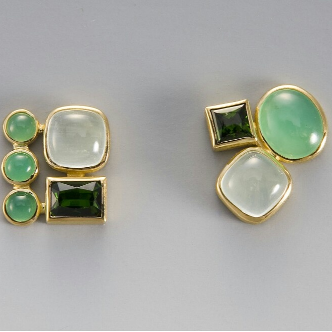 Vintage Green & White Crystal Earrings