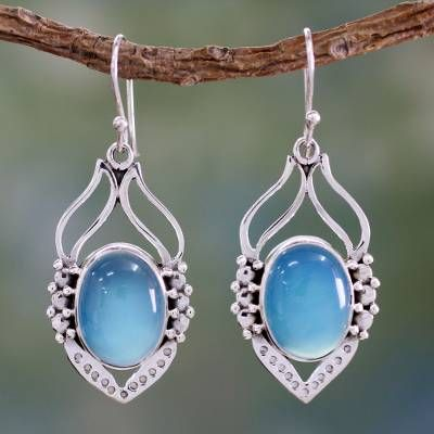 Vintage Blue Stone Scarab Earrings