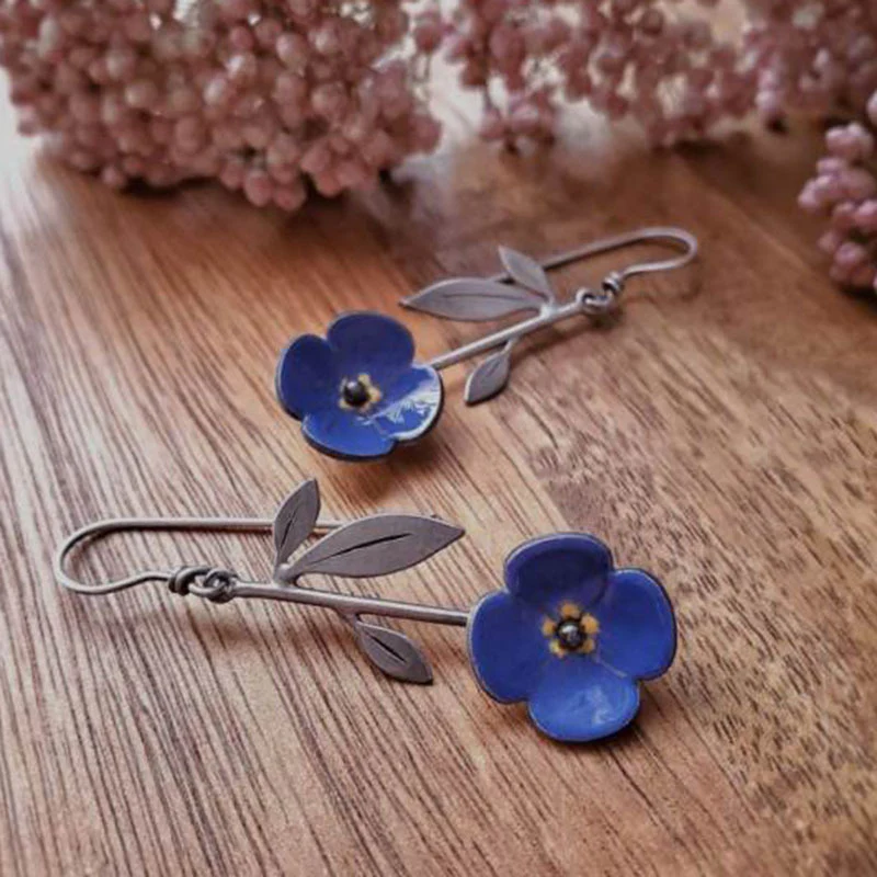 Vintage Blue Flower Earrings