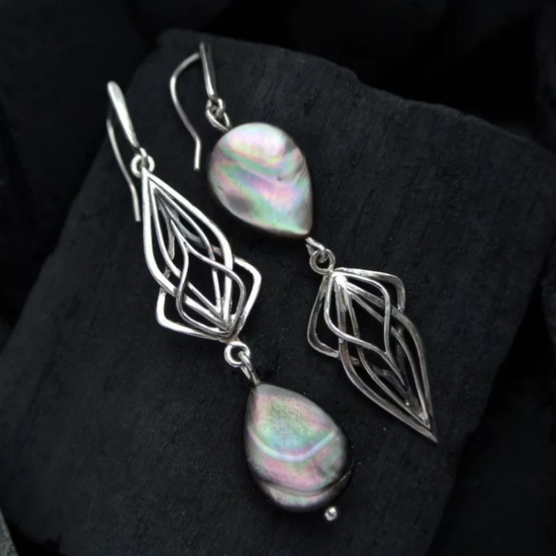 Vintage Moonstone Dark Earrings