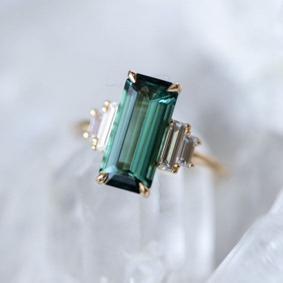 Vintage Turquoise Cubic Glass Ring